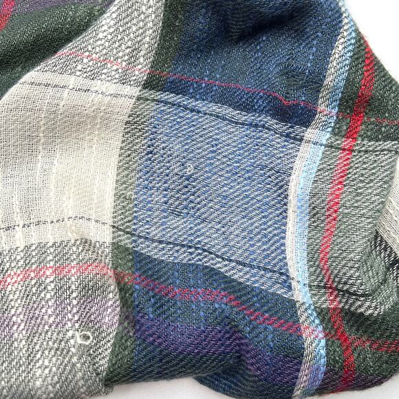 Steve Madden Large Plaid Gauze Knit Scarf - Picture 8 of 9